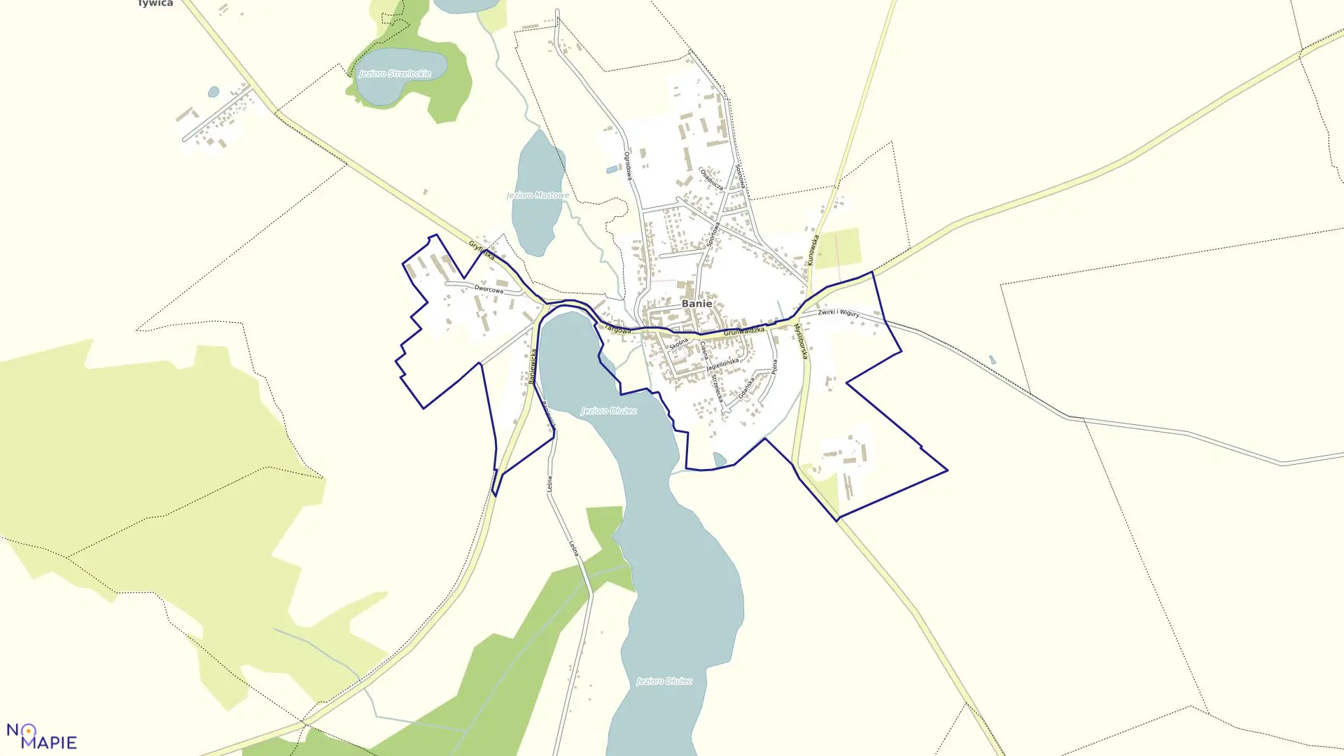 Mapa obrębu Banie 2 w gminie Banie